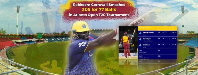 Rahkeem Cornwall Smashes 205 for 77 Balls in Atlanta Open T20 Tournament