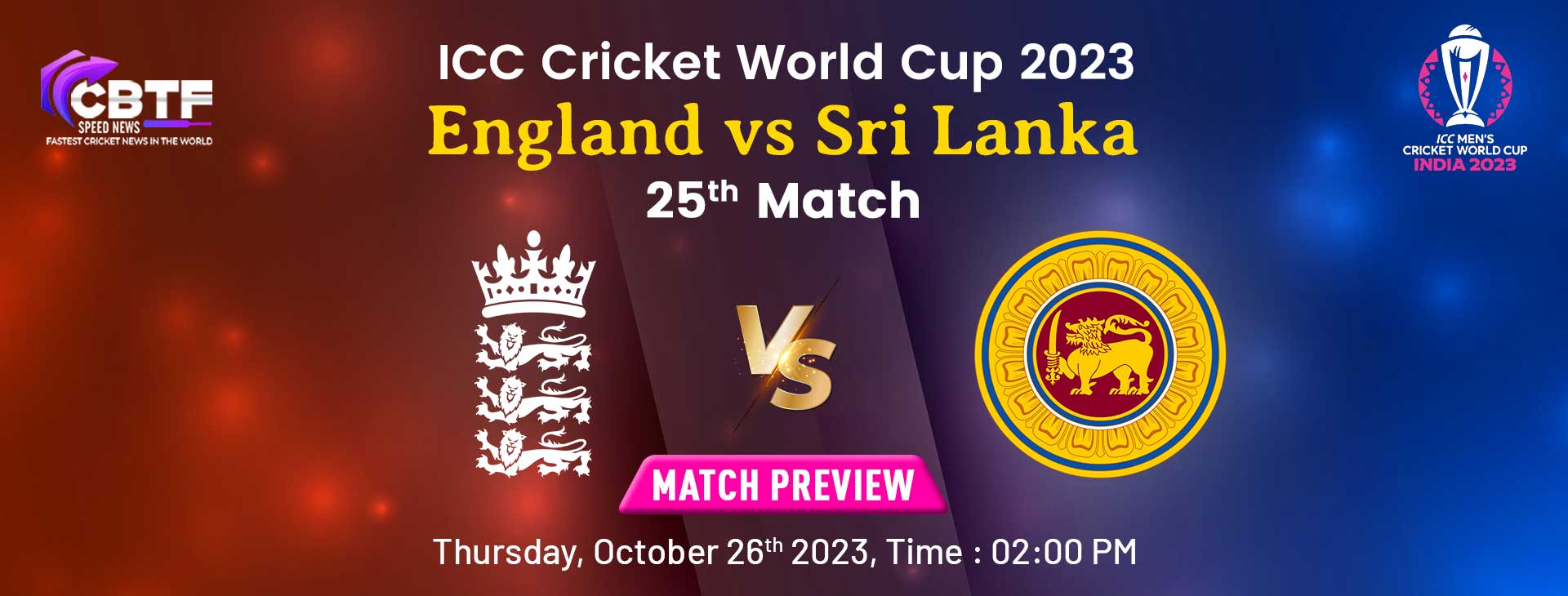 ICC Cricket World Cup 2023 England vs Sri Lanka, Preview