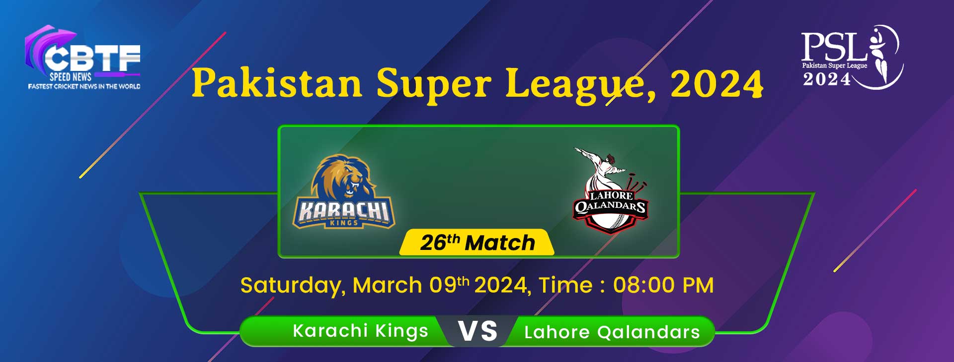 Pakistan Super League, 2024, Karachi Kings vs Lahore Qalandars, 26th