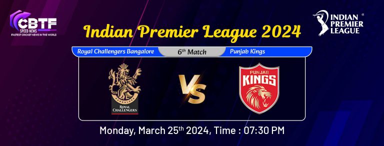 Indian Premier League 2024, Royal Challengers Bangalore vs Punjab Kings, 6th Match, RCB Won By 4 Wickets